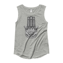 Load image into Gallery viewer, Ladies’ Cap Sleeve T-Shirt hamza evil eye - GAIA SHOP