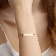 Load image into Gallery viewer, Engraved Silver Bar Chain Bracelet (NAMASTE) personalized - GAIA SHOP