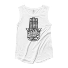 Load image into Gallery viewer, Ladies’ Cap Sleeve T-Shirt hamza evil eye - GAIA SHOP