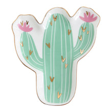 Load image into Gallery viewer, small Hand Painted Flamingo Cactus Pineapple jewelry dish - GAIA SHOP